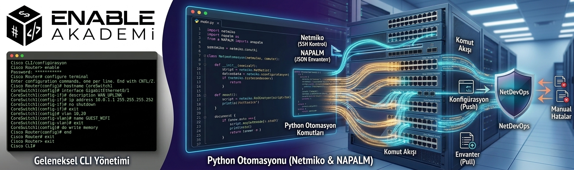 Cisco Ağlarında Otomasyon: Python, Netmiko ve NAPALM ile Network Automation